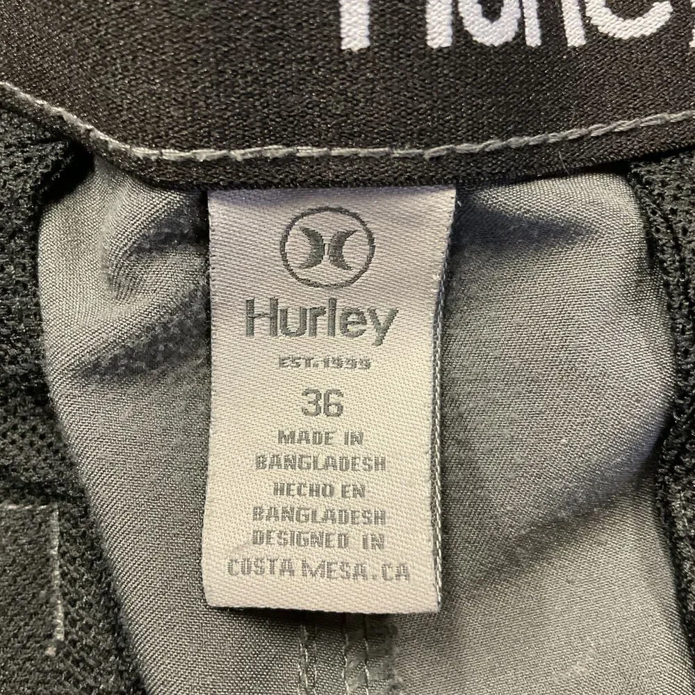 Hurley Men's Quick Dry Classic Fit Hybrid Walk Shorts‎ Size 36 Black Flat Front